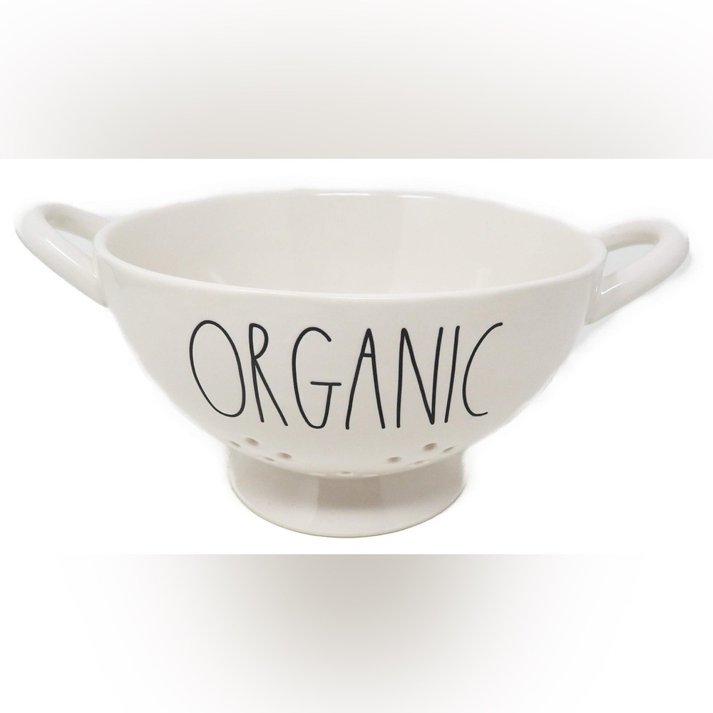 Rae Dunn Cream Ceramic Colander with Black Lettering
